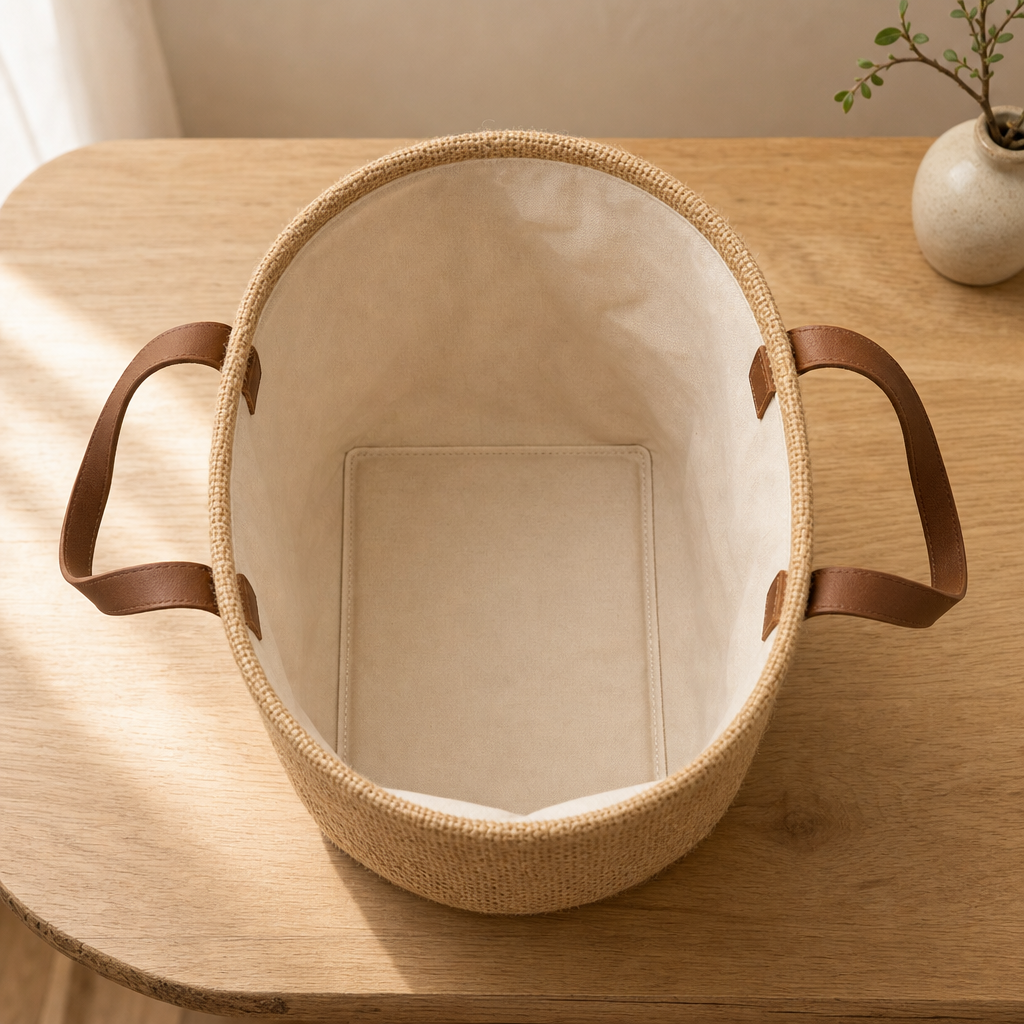 SELMA Basket Bag (E62) — Jute & Cotton