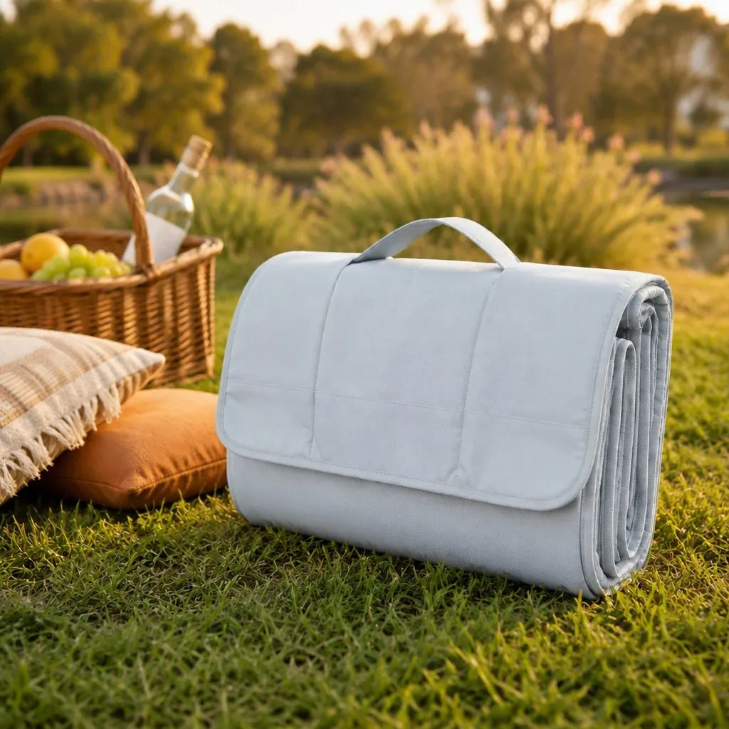 DANA Foldable Picnic Blanket (E93) - Light Blue-Grey