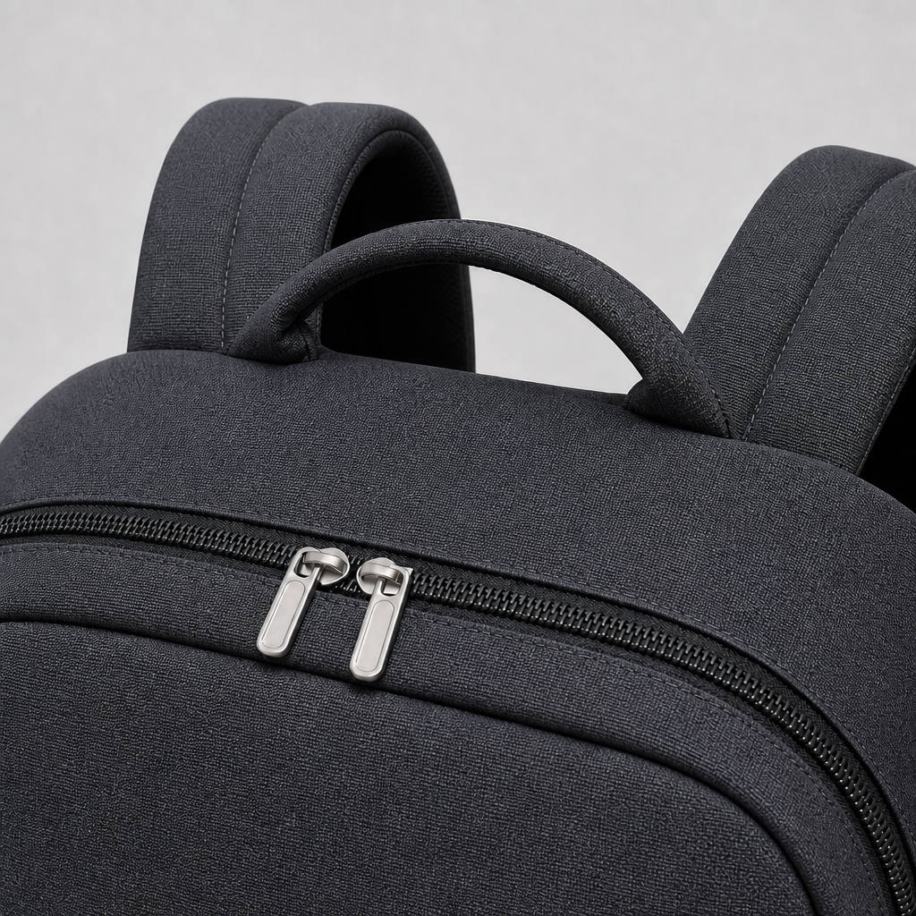 WILLA Ladies Backpack Set (E89) - Handle and zip detail, Charcoal