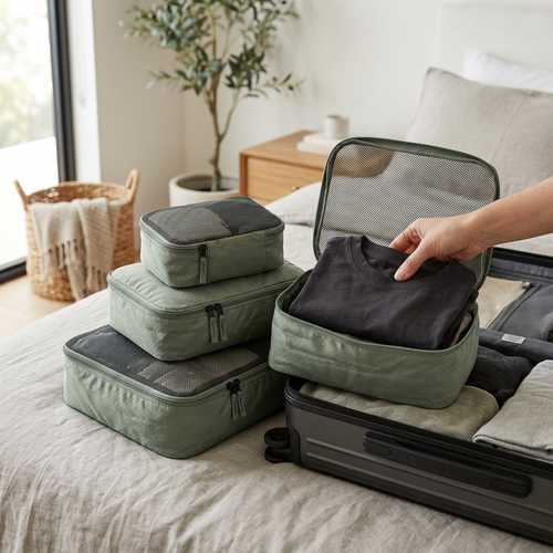 ALICE Packing Cube Set (E70) — Recycled Polyester — model shot