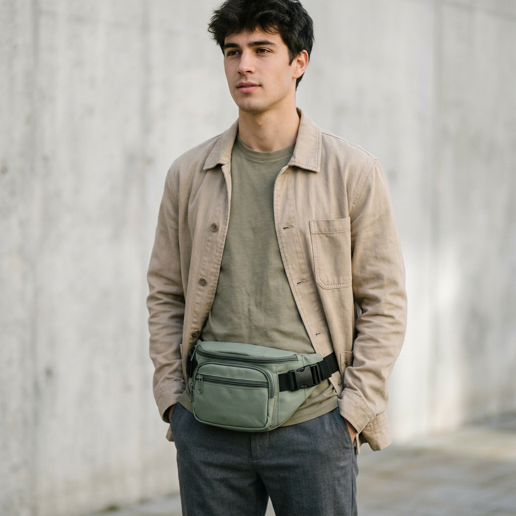 ORLA Street Bum Bag (E84) — Recycled Polyester — model shot