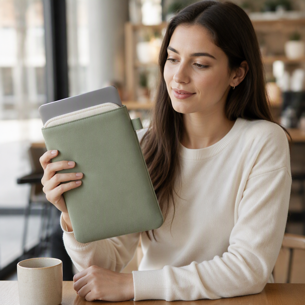 QUINN Tablet Sleeve 10-11 (E86) — Recycled Polyester — model shot