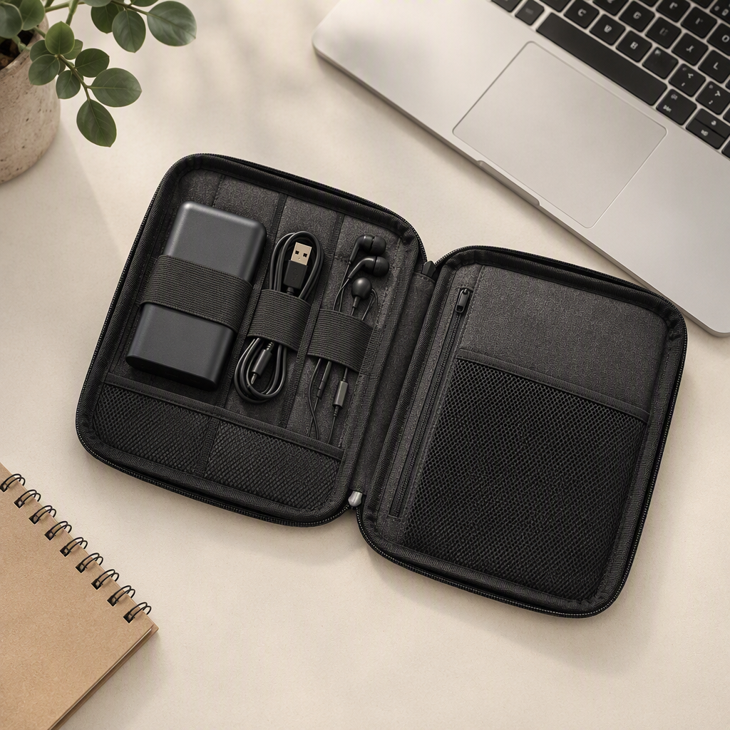 REX Tech Organizer Pouch (E87) — Recycled Polyester — model shot
