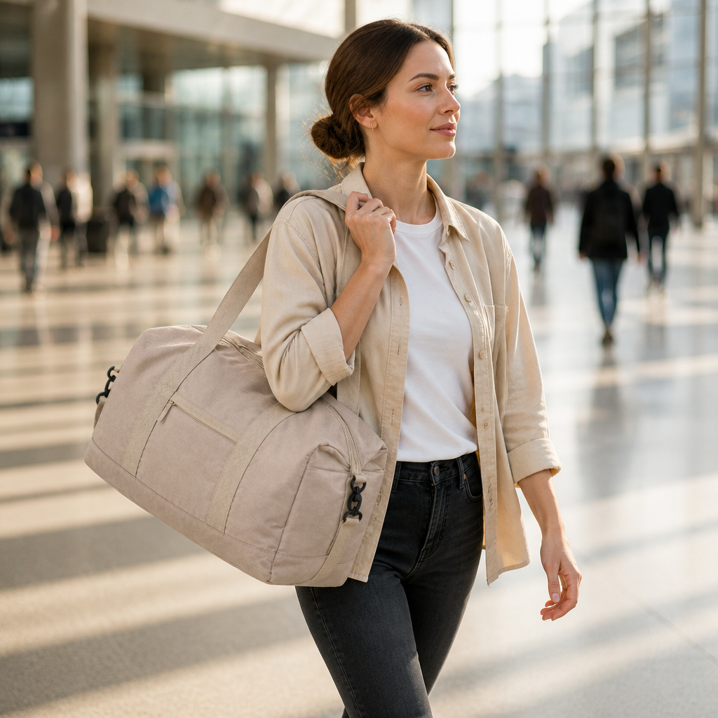 THEO Weekender Bag (E73) — 600D Polyester — model shot