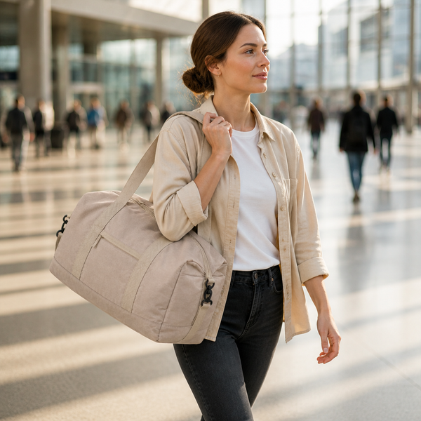 THEO Weekender Bag (E73) — 600D Polyester — model shot